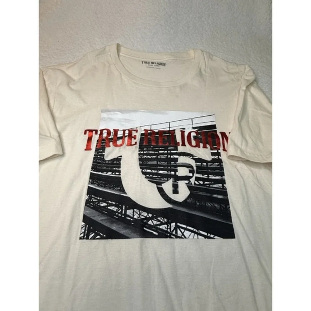 True Religion Mens' Relaxed Bench Tee Off White Short Sleeve Shirt Sz XXL Casual